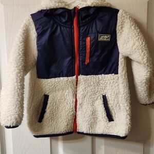 Eddie Bauer Kids Jacket - Navy and White 3T Good Condition Hood Zip Up Front